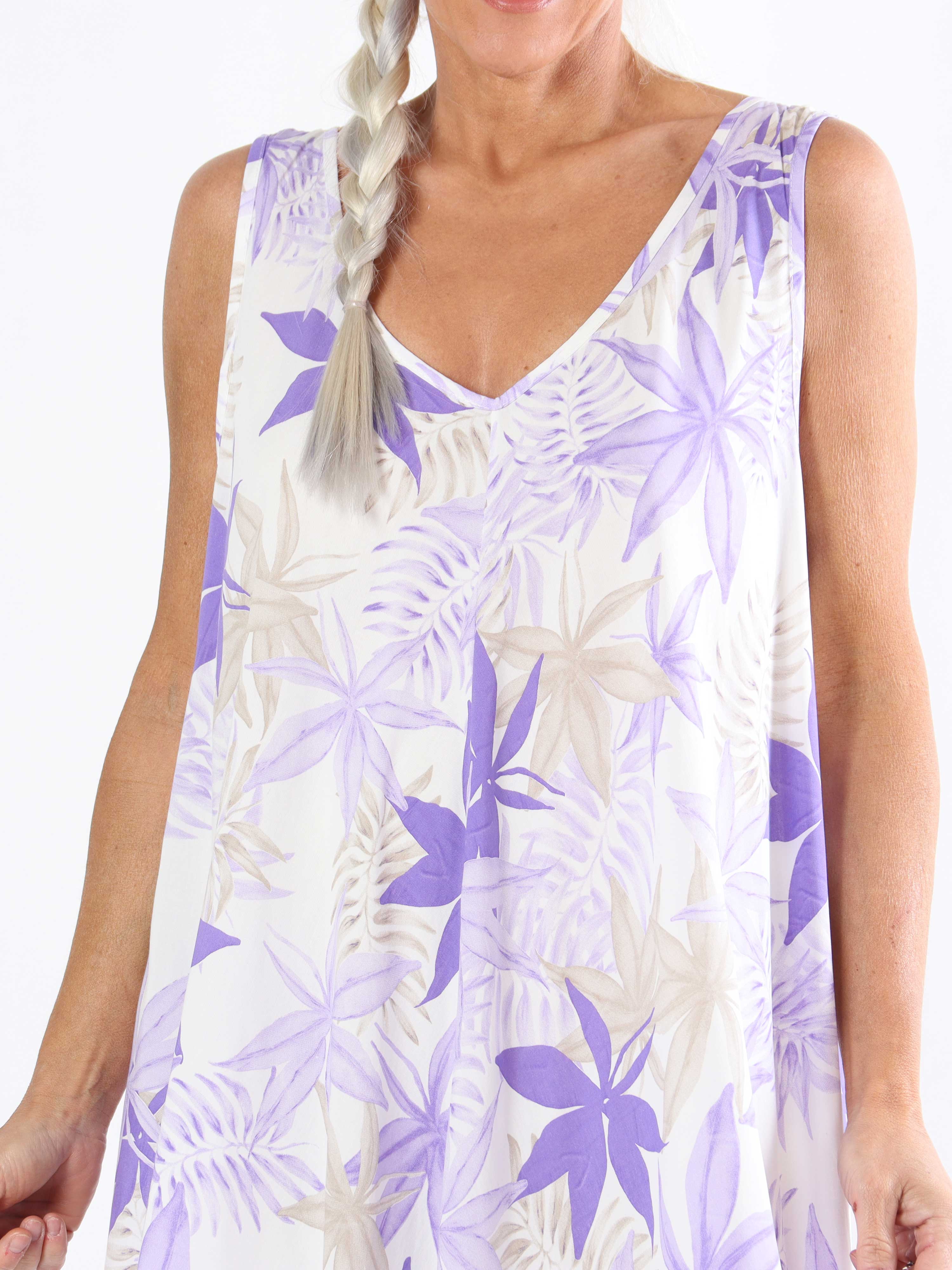 Sigri - Plus size blomsterkjole i viskose med bredestropper